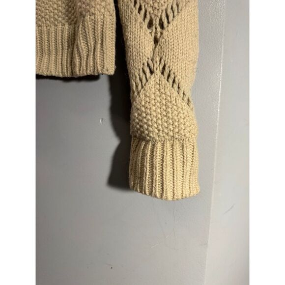 Zadig & Voltaire cream alpaca wool sweater with leather snap placket size small - Picture 4 of 8